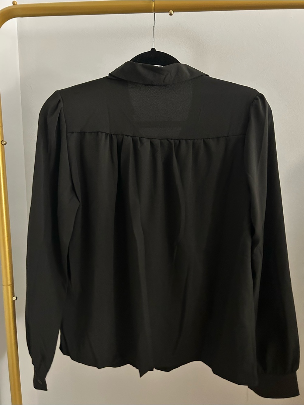 NWOT SHEIN Black Satin Button Front Blouse S - Picture 2 of 3